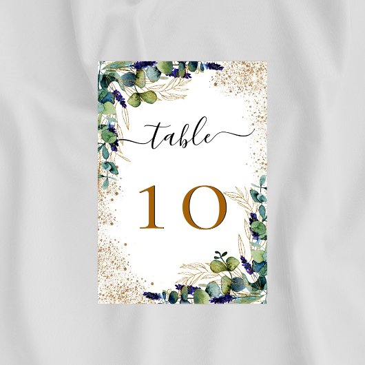 ユーカリ緑エレガントグリッター金ゴールド テーブルナンバー