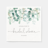 ユーカリ緑エレガントブライダルシャワーナプキン スタンダードカクテルナプキン (正面)
