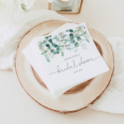ユーカリ緑エレガントブライダルシャワーナプキン スタンダードカクテルナプキン