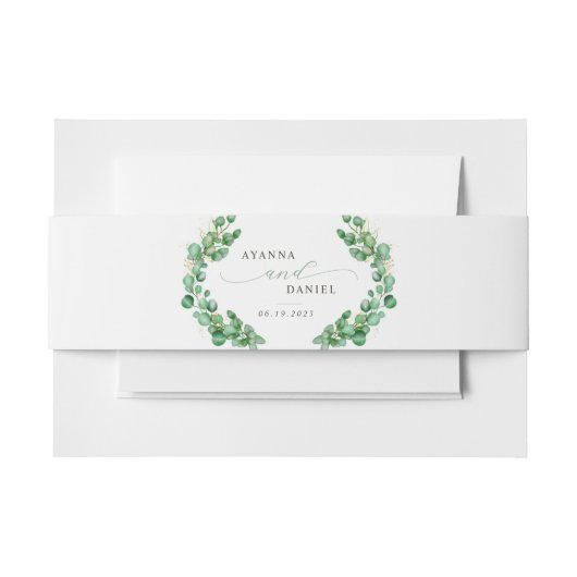 ユーカリ緑エレガント文字 招待状ベリーバンド (正面例)