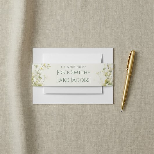 ユーカリ緑エレガント植物学結婚院 招待状ベリーバンド