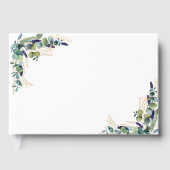 ユーカリ緑バラ結婚金ゴールド ゲストブック (正面)