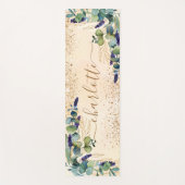 ユーカリ緑バラ金ゴールドグリッターダスト名 ヨガマット (正面)