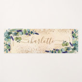 ユーカリ緑バラ金ゴールドグリッターダスト名 ヨガマット (正面(横))