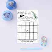 ユーカリ緑ブライダルシャワービンゴゲームカード チラシ (シングル)