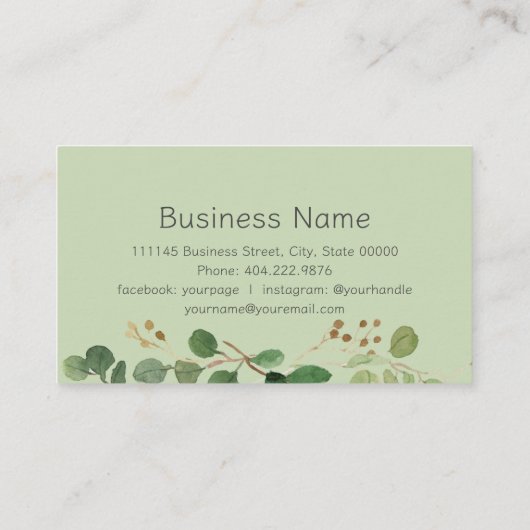 ユーカリ緑モダン幾何学模様 名刺 (裏面)