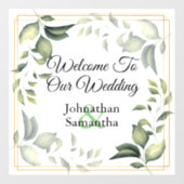 ユーカリ緑リースブライダルカップル看板 ウィンドウサイン (シート)