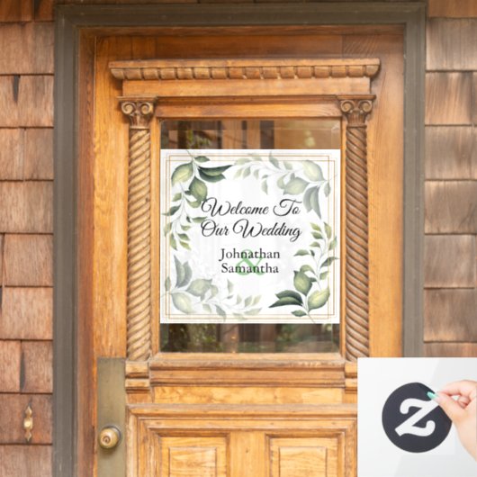 ユーカリ緑リースブライダルカップル看板 ウィンドウサイン (ホームデコレーション)
