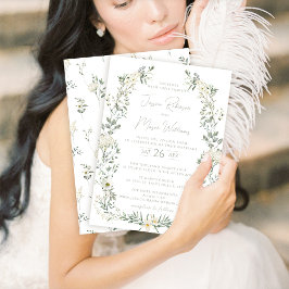 ユーカリ緑リース結婚式招待状 招待状
