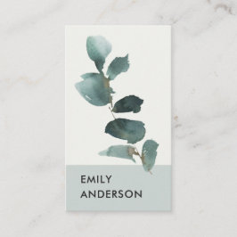 ユーカリ緑灰色葉枝水彩 名刺