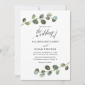 ユーカリ緑白黒モダンシンプル 招待状 (正面)