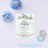 ユーカリ緑結婚園金ゴールドのQRコーモダンド チラシ (シングル)