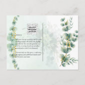 ユーカリ緑結婚園金ゴールドのQRコーモダンド ポストカード (裏面)