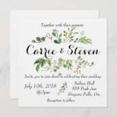 ユーカリ緑結婚式招待状 招待状 (正面/裏面)