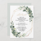 ユーカリ緑結婚線幾何学詳細 エンクロージャーカード (正面/裏面)