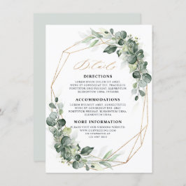 ユーカリ緑結婚線幾何学詳細 エンクロージャーカード