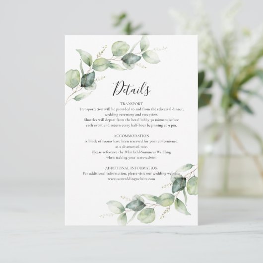 ユーカリ緑結婚草の詳細 エンクロージャーカード (スタンド正面)