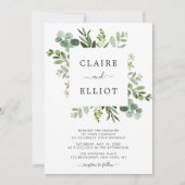 ユーカリ緑結婚葉 招待状 (正面)