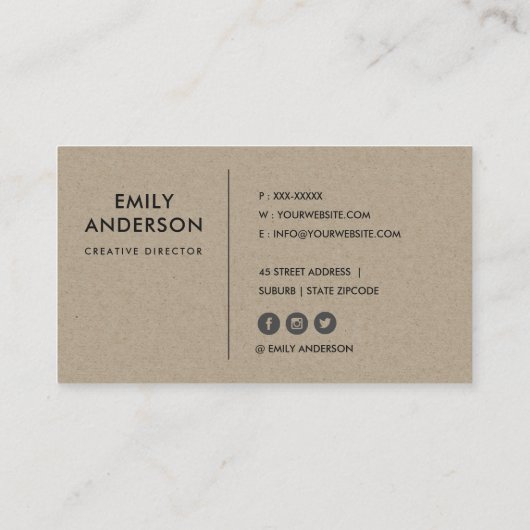 ユーカリ緑色クラフト茎葉分岐水彩 名刺 (裏面)