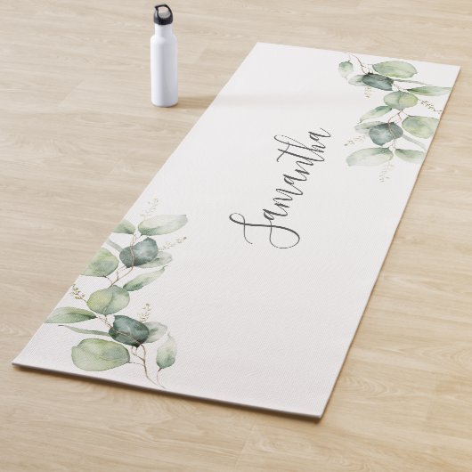 ユーカリ緑色植物台本ミニマリスト ヨガマット (インサイチュ)