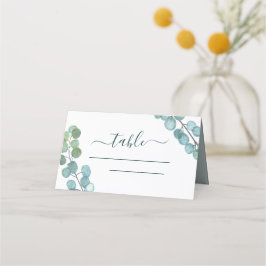 ユーカリ緑色水彩植物学結婚校 プレイスカード