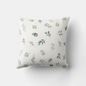 ユーカリ緑色水彩植物学 クッション (裏面)