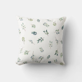 ユーカリ緑色水彩植物学 クッション