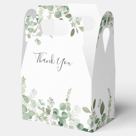 ユーカリ緑色水彩結婚式の引き出物箱 フェイバーボックス (オープン)