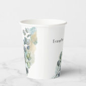 ユーカリ緑葉水色 紙コップ (右)