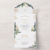 ユーカリ緑金ゴールド結婚グリッター オールインワン招待状 (内側)