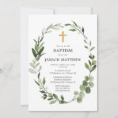 ユーカリ緑離れのシンプル洗礼 招待状 (正面)
