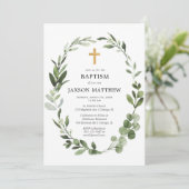 ユーカリ緑離れのシンプル洗礼 招待状 (スタンド正面)