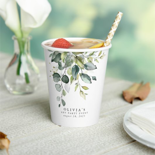 ユーカリ緑離れ草の水色 紙コップ (インサイチュ)