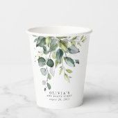 ユーカリ緑離れ草の水色 紙コップ (裏面)