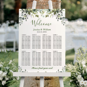 ユーカリ緑8テーブル結婚のシーティングチャート ポスター