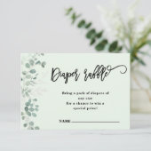 ユーカリ緑 | おむつラッフル | 赤ちゃんシャワー エンクロージャーカード (スタンド正面)