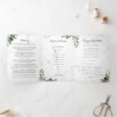 ユーカリ緑 |葬儀プログラム 三つ折り案内状 (内部)
