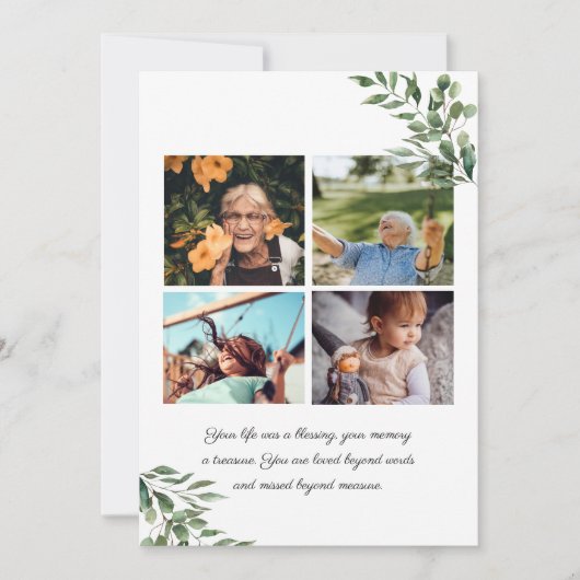 ユーカリ緑 |葬儀プログラム 招待状 (正面)