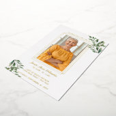 ユーカリ緑 |葬儀記念写真 箔招待状 (回転した状態)