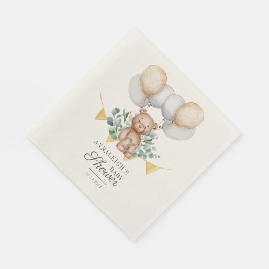 ユーカリ緑Bearly Waitクマ赤ちゃんシャワー スタンダードランチョンナプキン (角)