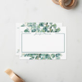 ユーカリ縁どラパーソナライズされたイン ノートカード (正面/裏面インサイチュ)