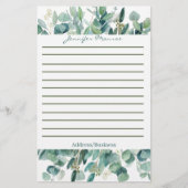 ユーカリ縁どラパーソナライズされたイン 便箋 (正面)