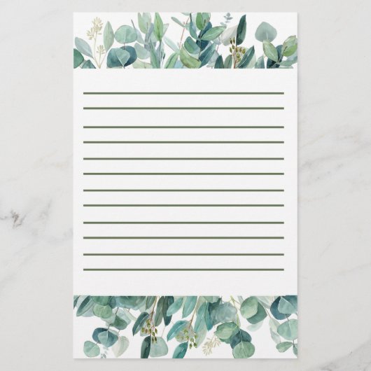 ユーカリ縁どラパーソナライズされたイン 便箋 (裏面)