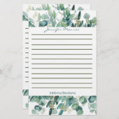 ユーカリ縁どラパーソナライズされたイン 便箋 (正面/裏面)