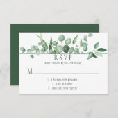 ユーカリ羨望水平より濃い緑の背景 出欠カード (正面/裏面)