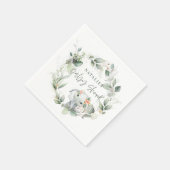 ユーカリ聖体緑色かわいいゾウの赤ちゃんシャワー スタンダードカクテルナプキン (角)