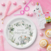 ユーカリ聖体緑色かわいいゾウの赤ちゃんシャワー ペーパープレート (パーティー)