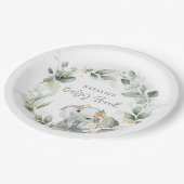 ユーカリ聖体緑色かわいいゾウの赤ちゃんシャワー ペーパープレート (アングル)