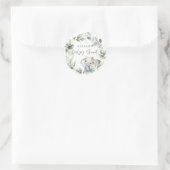 ユーカリ聖体緑色かわいいゾウの赤ちゃんシャワー ラウンドシール (バッグ)