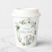 ユーカリ聖体緑色かわいいゾウの赤ちゃんシャワー 紙コップ (裏面)